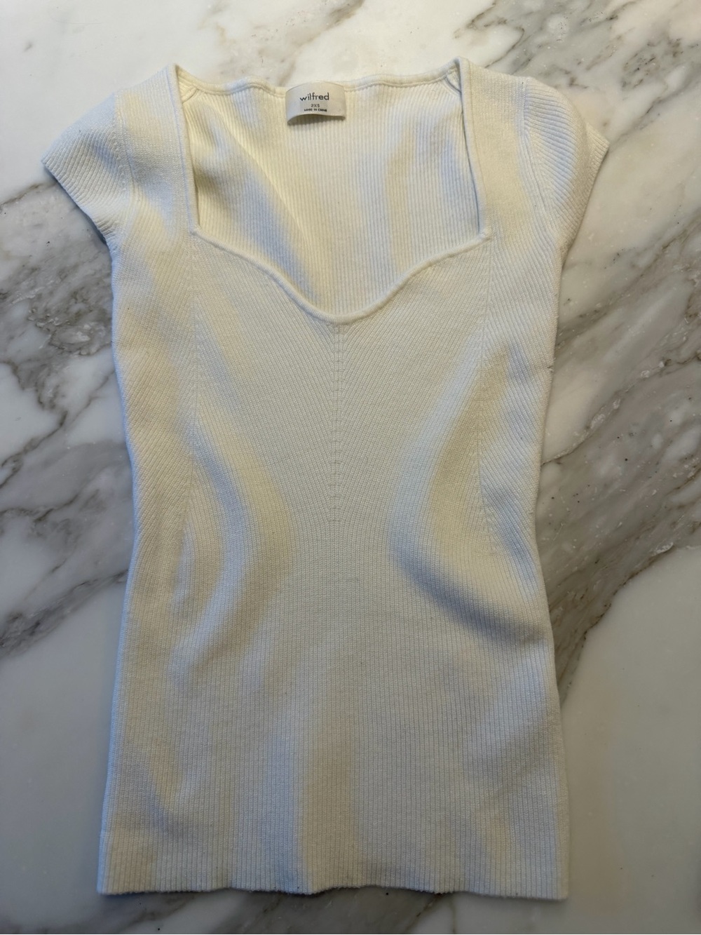 Wilfred Ivory Ribbed Square-Neck Tank